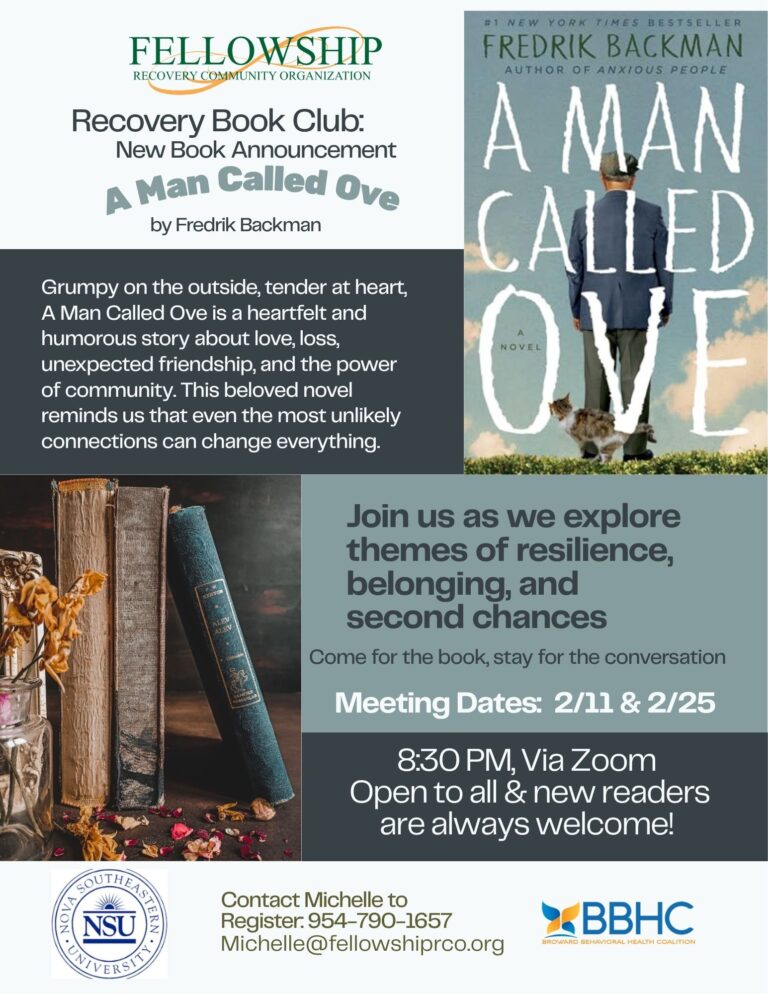 FRCO Recovery Book Club A Man Called Ove Recovery Book Club Flyer